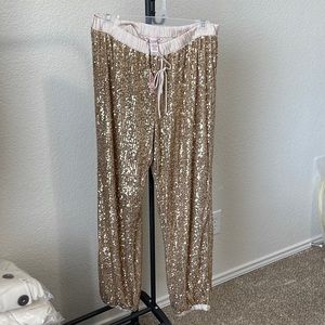 Gold sequin joggers